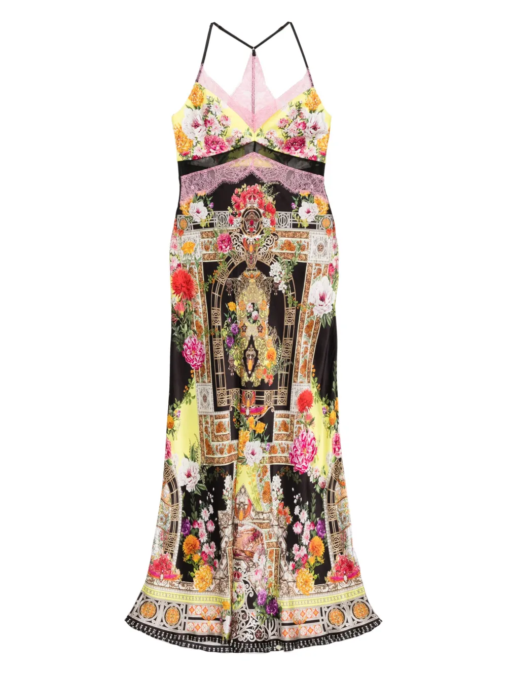 Camilla The Adorned In Alexandria Lace Splice Bias Maxi Dress - Nero