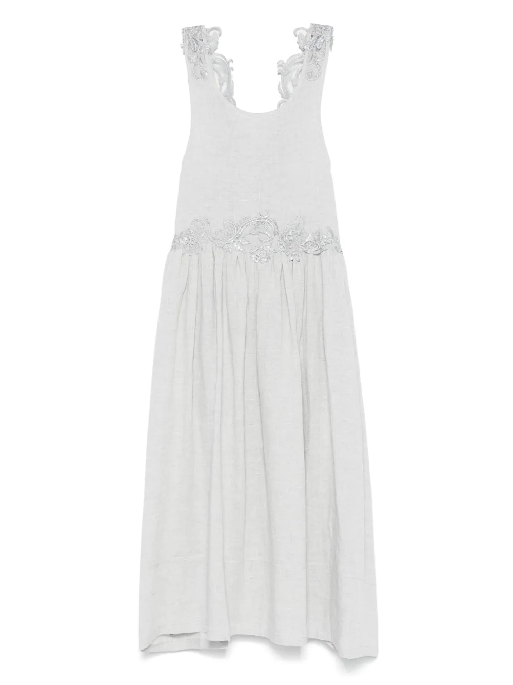 MAURIZIO MYKONOS lace-embellished midi dress - Grigio