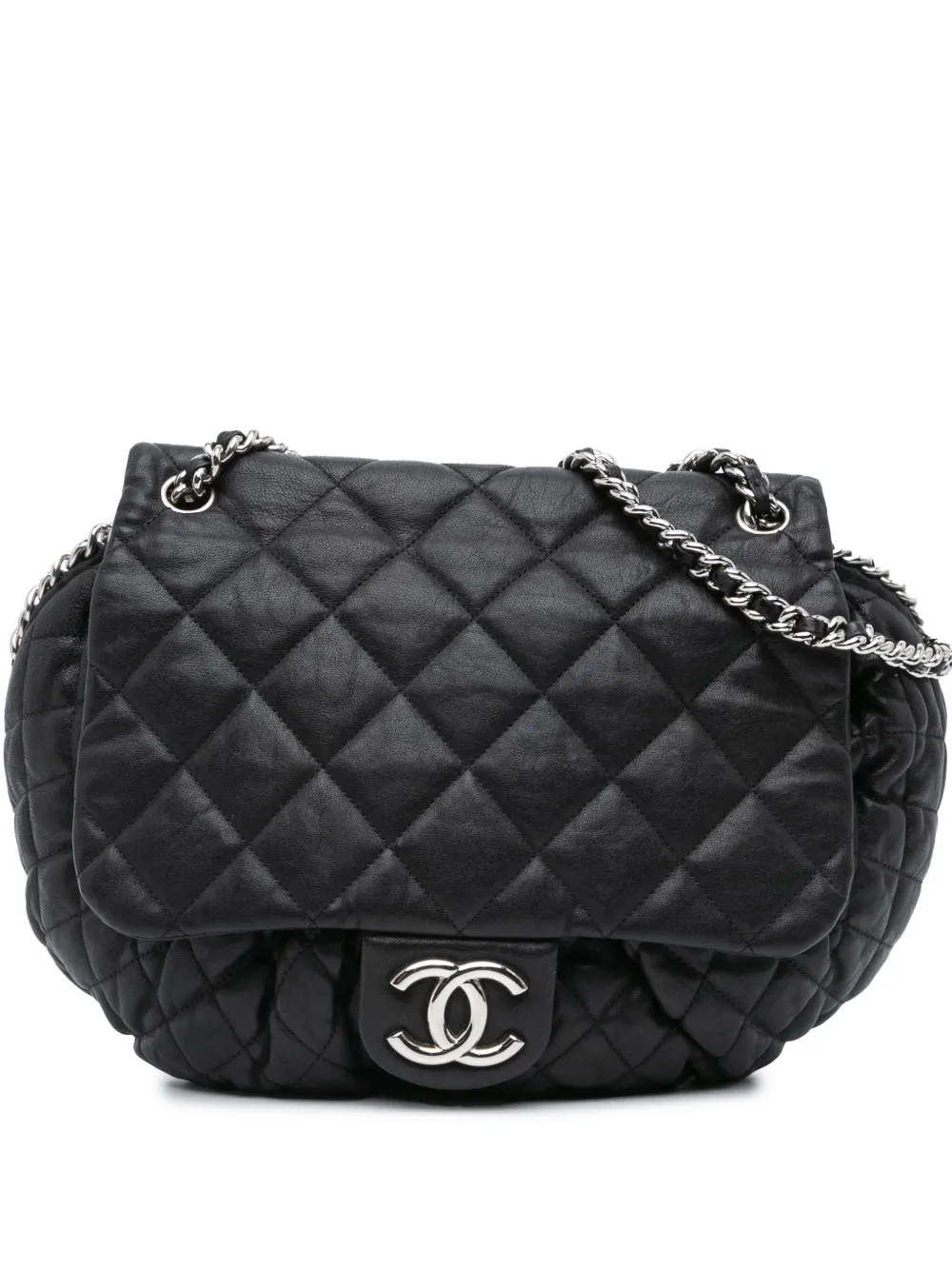 CHANEL Pre-Owned 2011 Large Lambskin Chain Around Flap crossbody bag - Nero