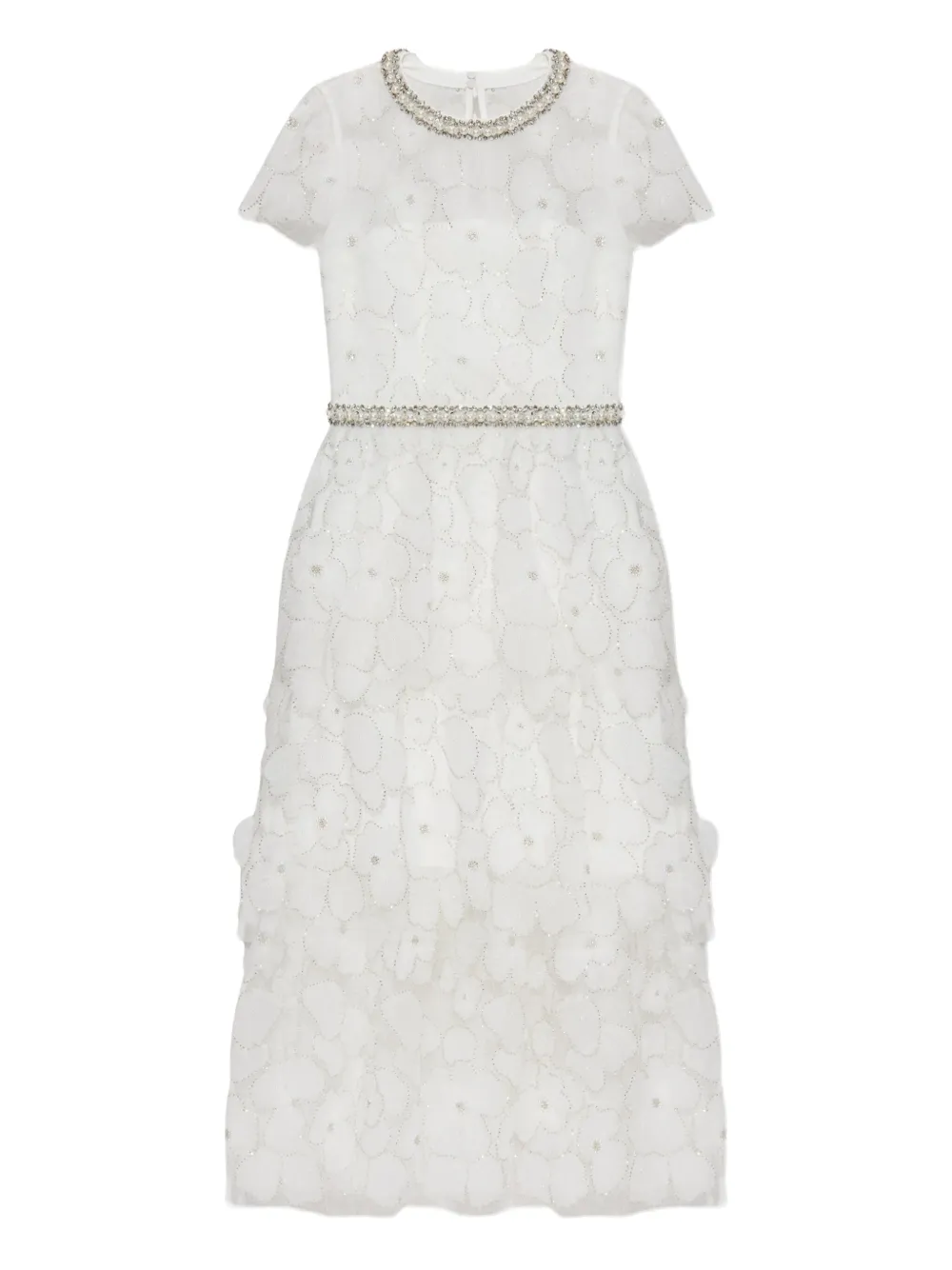Self-Portrait crystal-embellished dress - Bianco