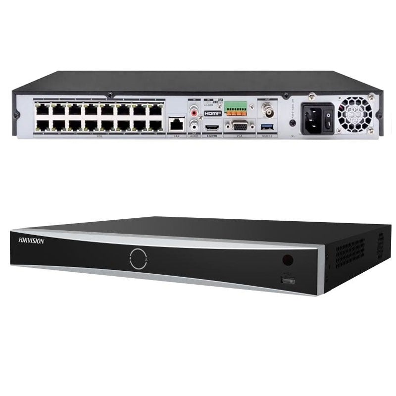 Nvr 16 canali ip hikvision 4k onvif h 265 12mpx 16 porte poe acusense 4k ai