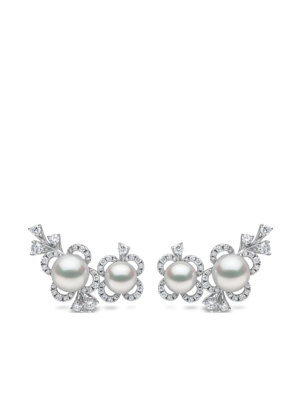 Yoko London 18K white gold Petal Akoya-pearl and diamond earrings - Argento