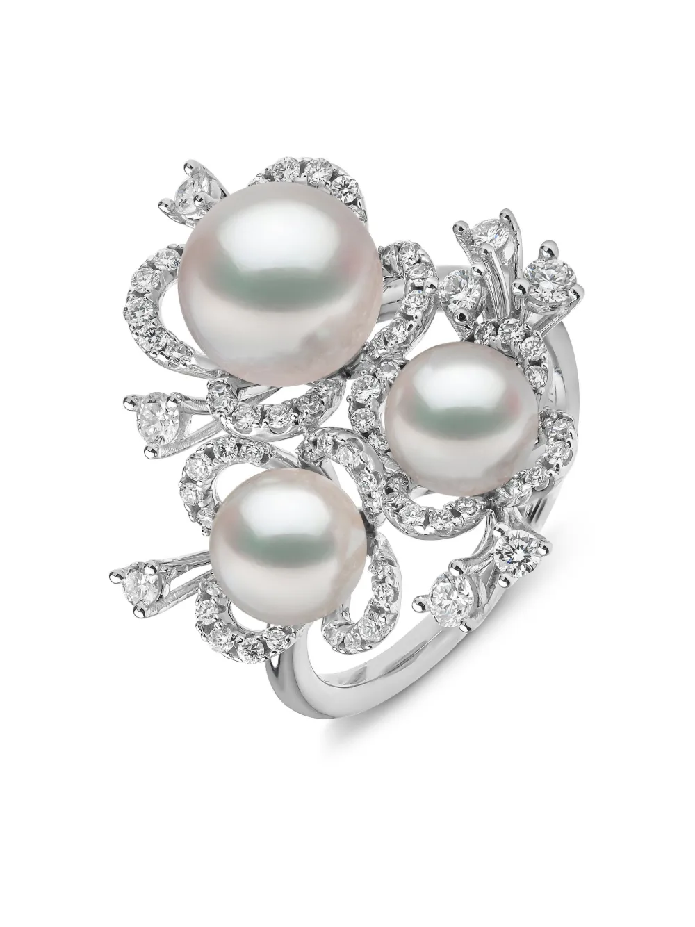 Yoko London 18K white gold Petal Akoya-pearl and diamond earrings - Argento