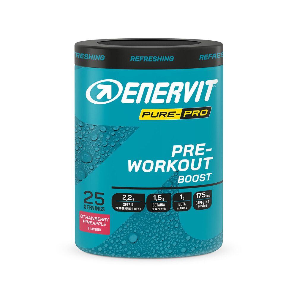 ENERVIT Pure-Pro Pre-Workout Boost Polvere Gusto Fragola Ananas 313 g