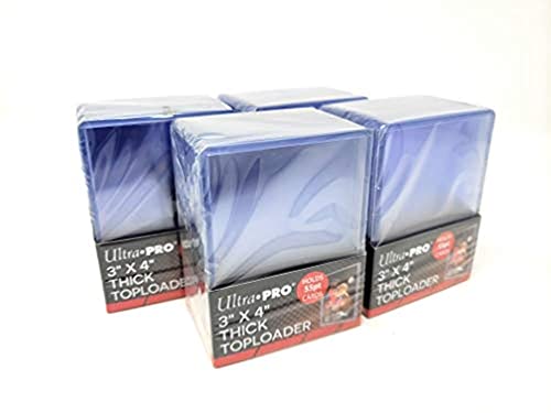 4 Ultra Pro 55Pt Top Loaders - 25 Toploaders Per Pack (100 Total) - Thick Action Packed Baseball, Football, Basketball, Hockey, Gaming