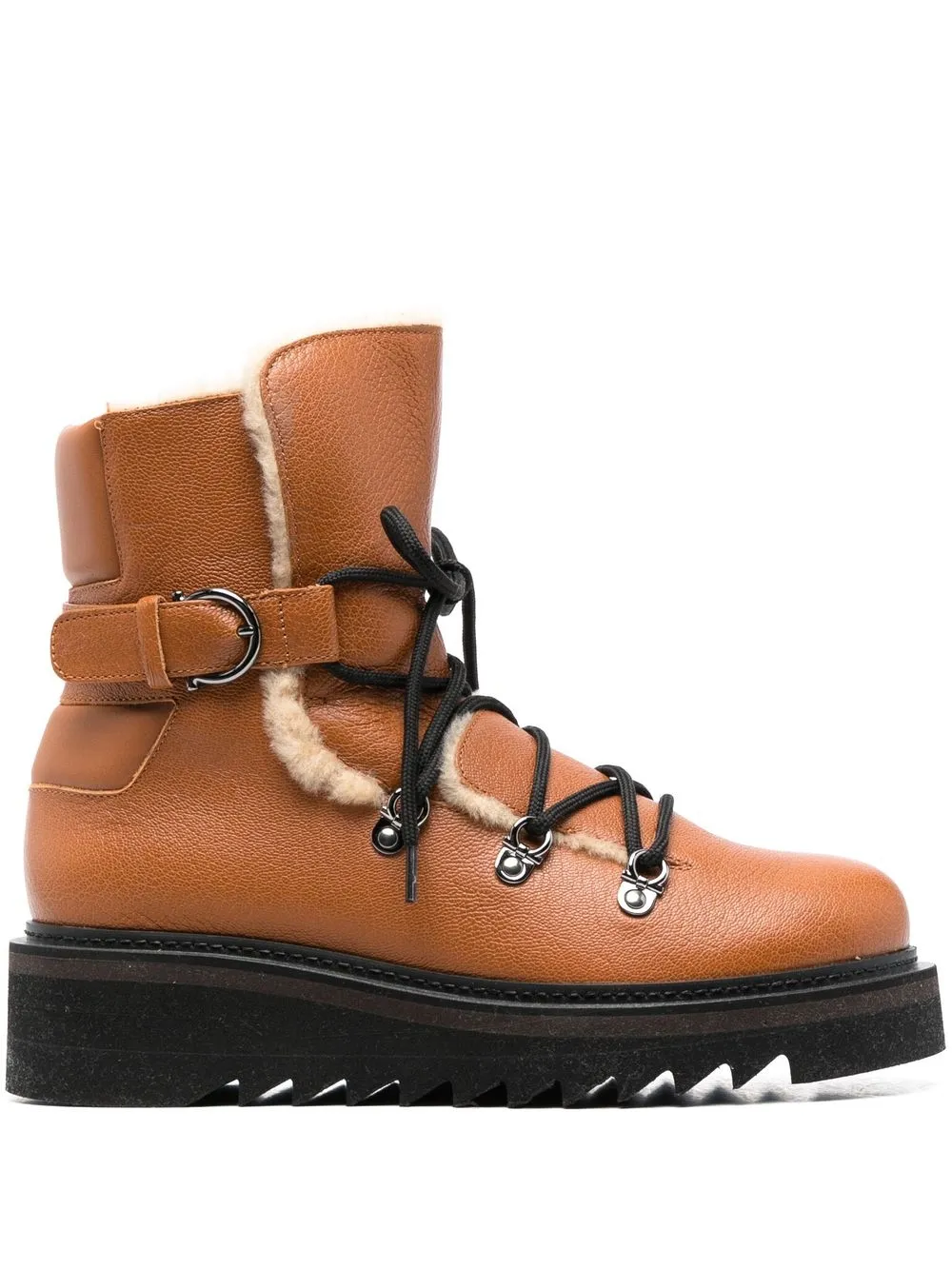 Ferragamo Stivali Elmo foderati in shearling - Marrone