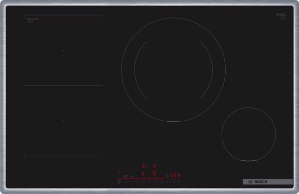 Bosch Serie 6 PVS845HB1E piano cottura Nero Da incasso 80 cm Piano cottura a induzione 4 Fornello(i)