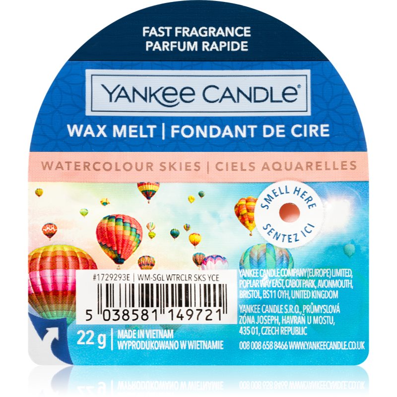 Yankee Candle Watercolour Skies Cera Per Lampada Aromatica 22 G