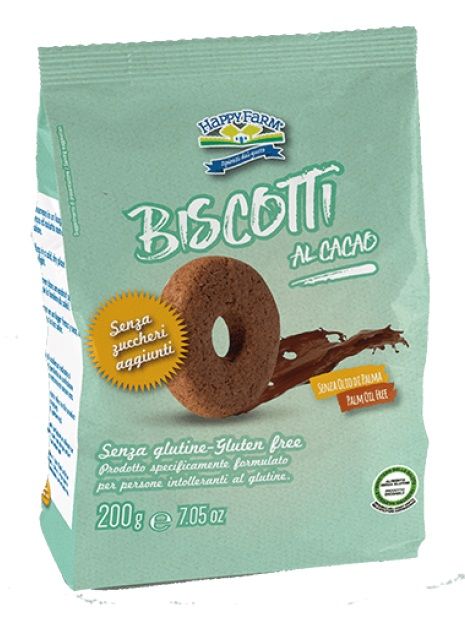 Biscotti al Cacao Senza Zucchero e Glutine - Happy Farm 200 g