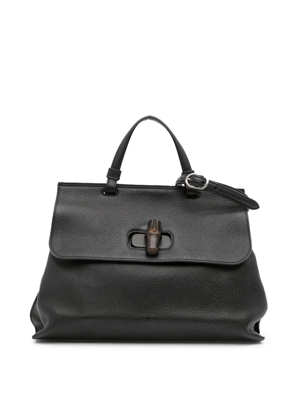 Gucci Pre-Owned 2016-2024 Medium Leather Bamboo Daily Top Handle satchel - Nero