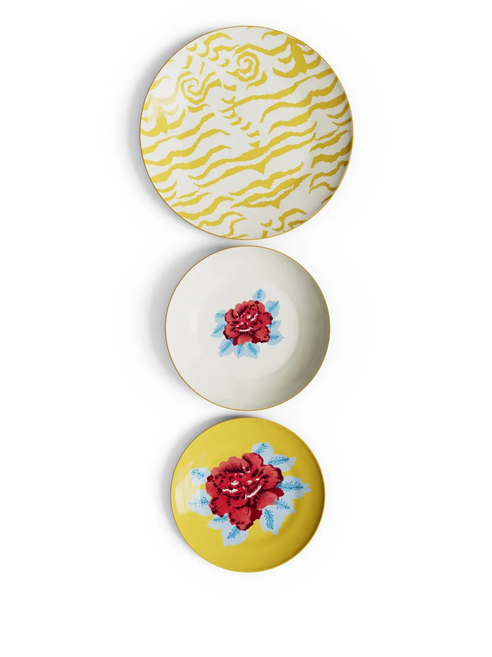 Lisa Corti Indian Tiger porcelain plates (set of 3) - Giallo