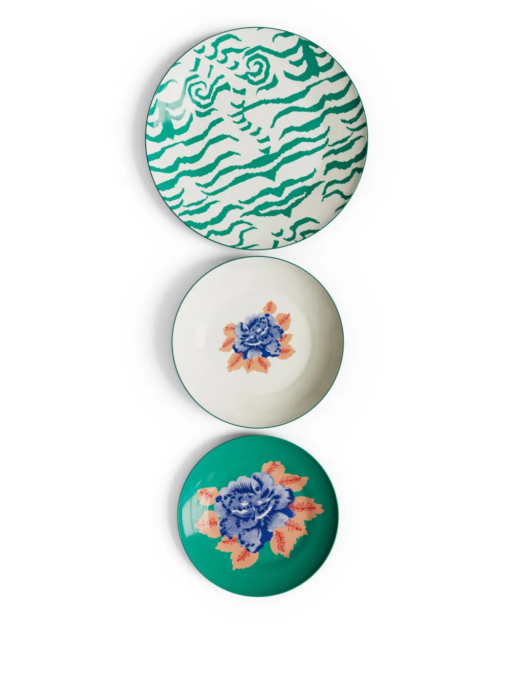 Lisa Corti Indian Tiger table set (set of 3 plates) - Verde