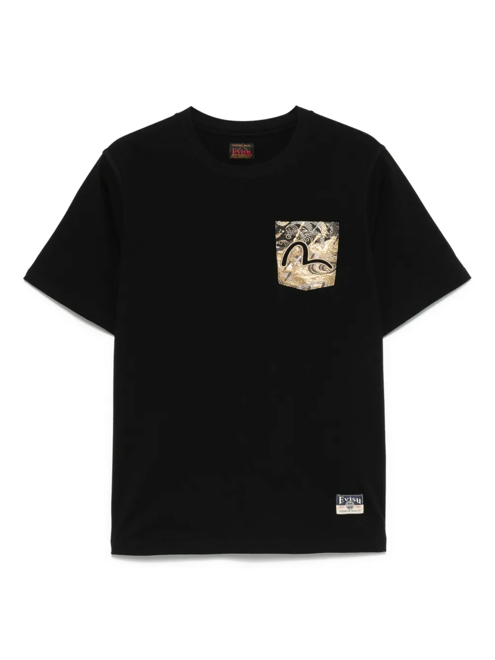 EVISU T-shirt Auspicious Cloud con ricamo - Nero