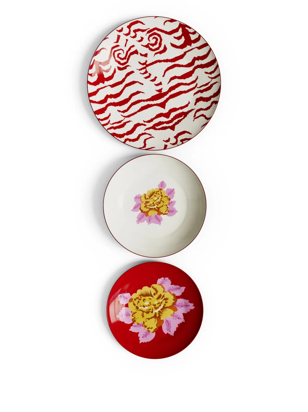 Lisa Corti Indian Tiger table set (set of 3 plates) - Rosso