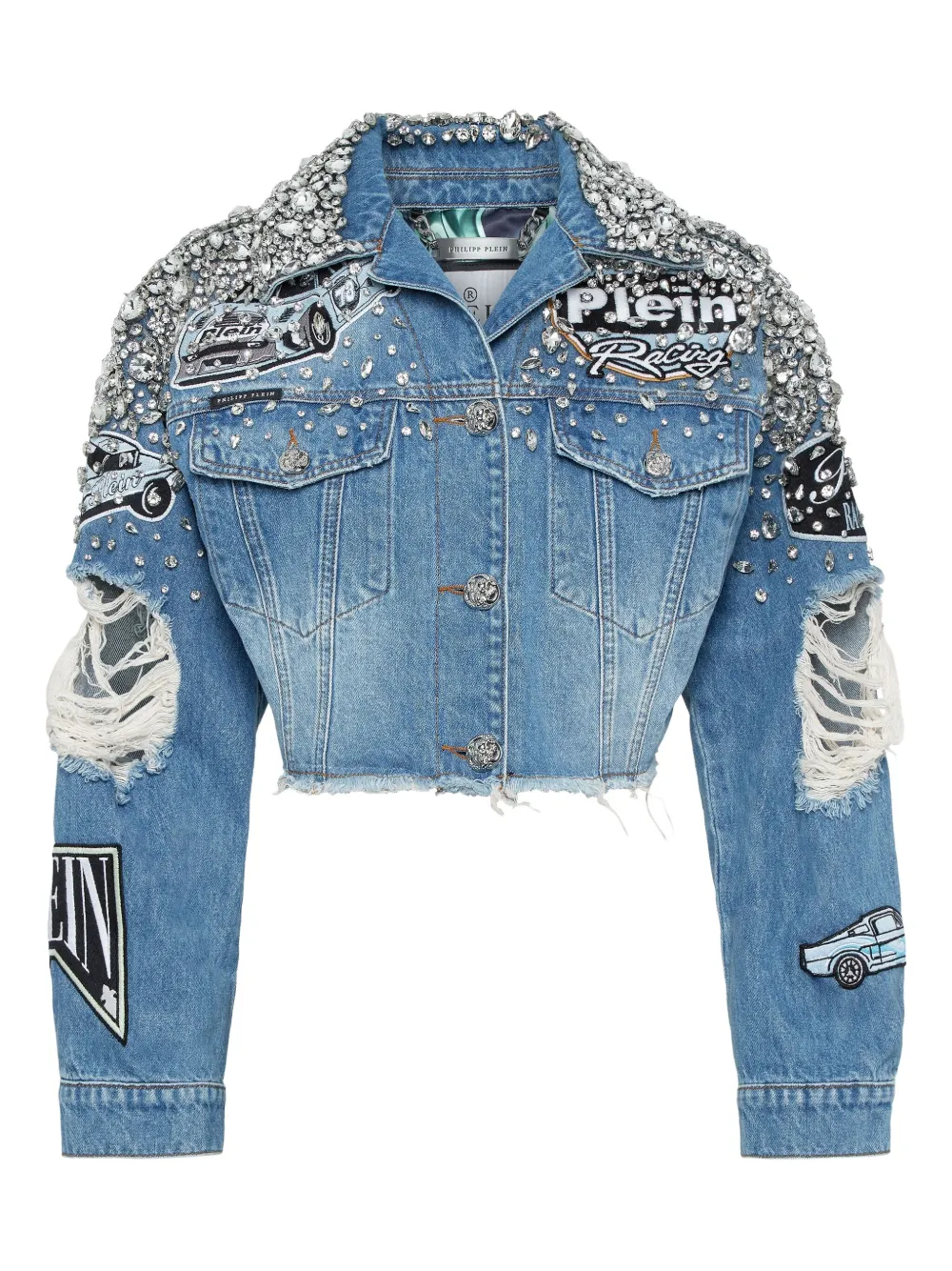 Philipp Plein cropped denim jacket - Blu