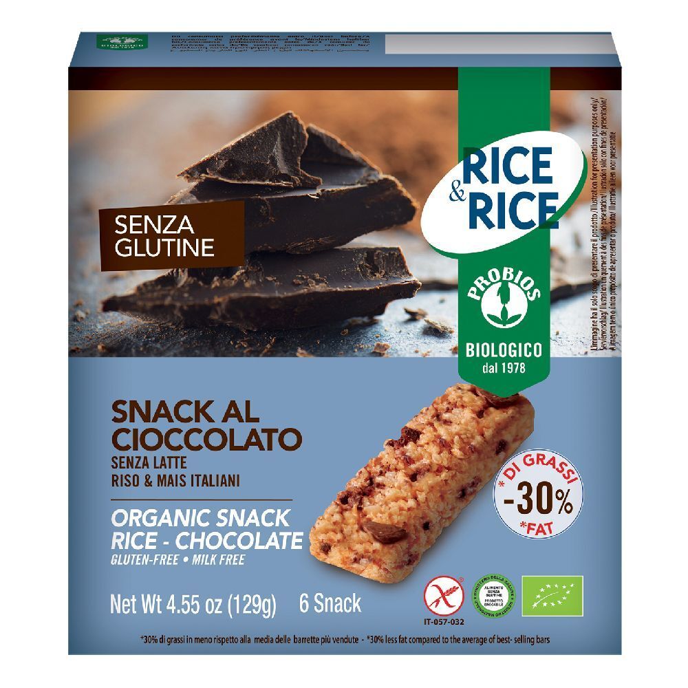 Rice&Rice Snack Di Riso Al Cioccolato 6 X 21 G Senza Lievito 6x21 g