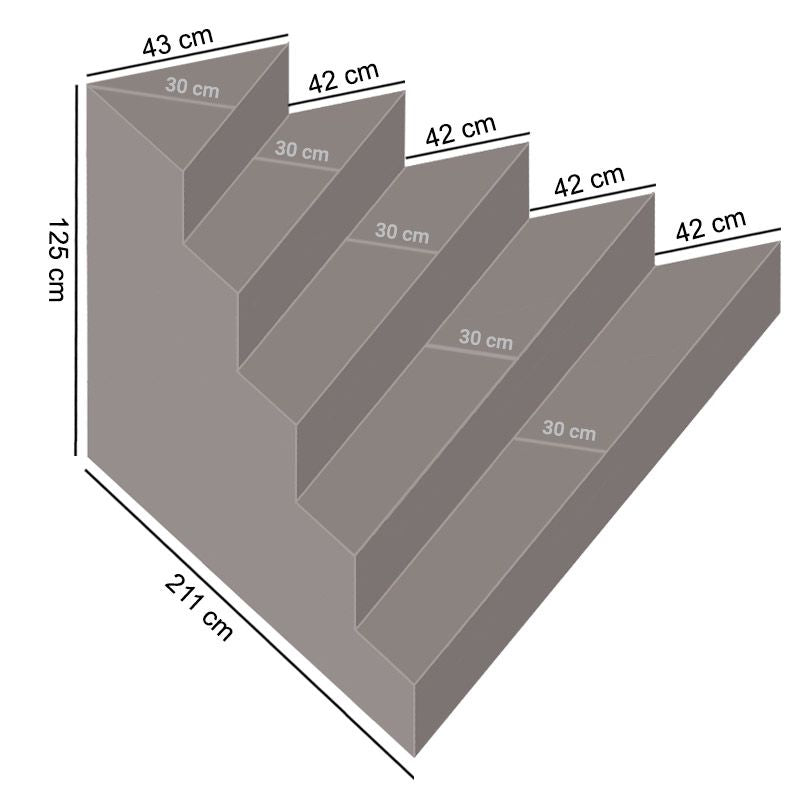 Scala interna pavia 2,11 x 2,11 h 1,25 m a 5 gradini, per posa sotto liner