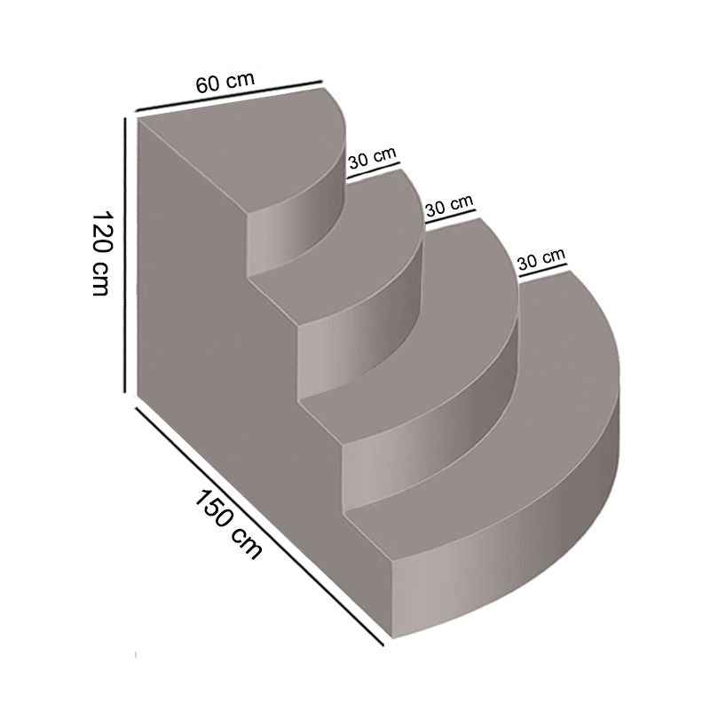 Scala interna monza 1,50 x 1,50 h 1,20 m a 4 gradini, per posa sotto liner