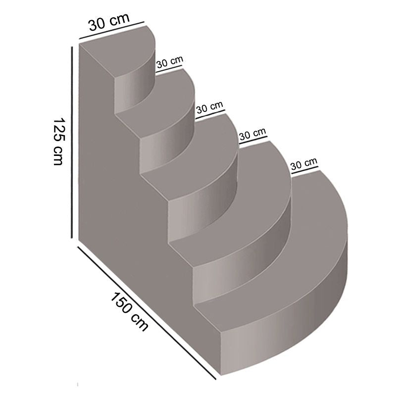 Scala interna monza 1,50 x 1,50 h 1,25 m a 5 gradini, per posa sotto liner