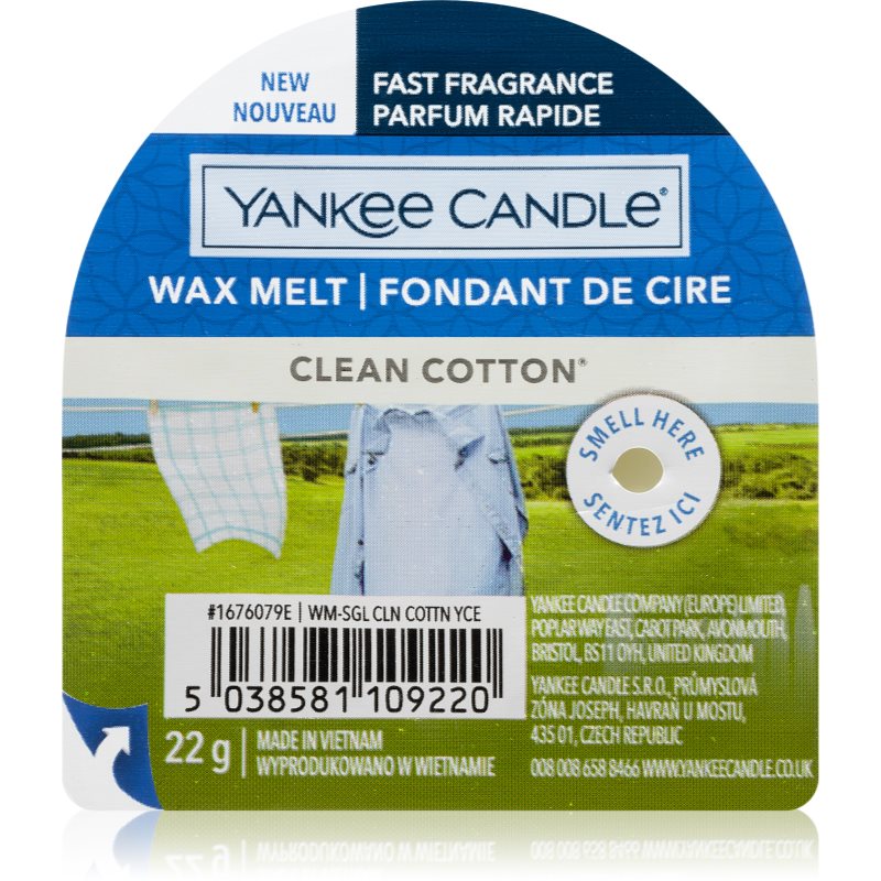 Yankee Candle Clean Cotton Cera Per Lampada Aromatica 22 G