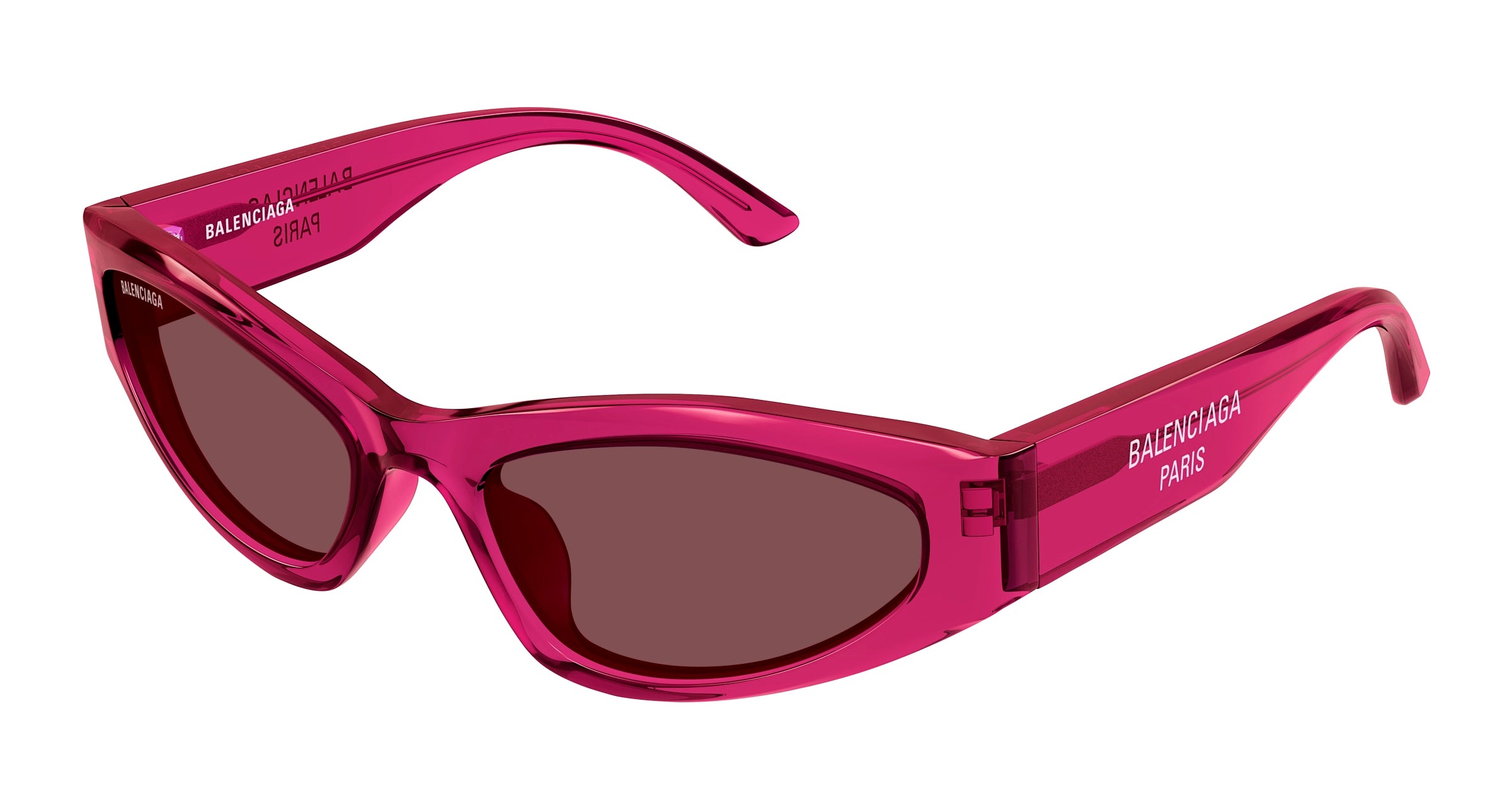 Balenciaga Donna Bb0387S 003 Occhiali Da Sole Acetato Bordeaux Viola Geometrica