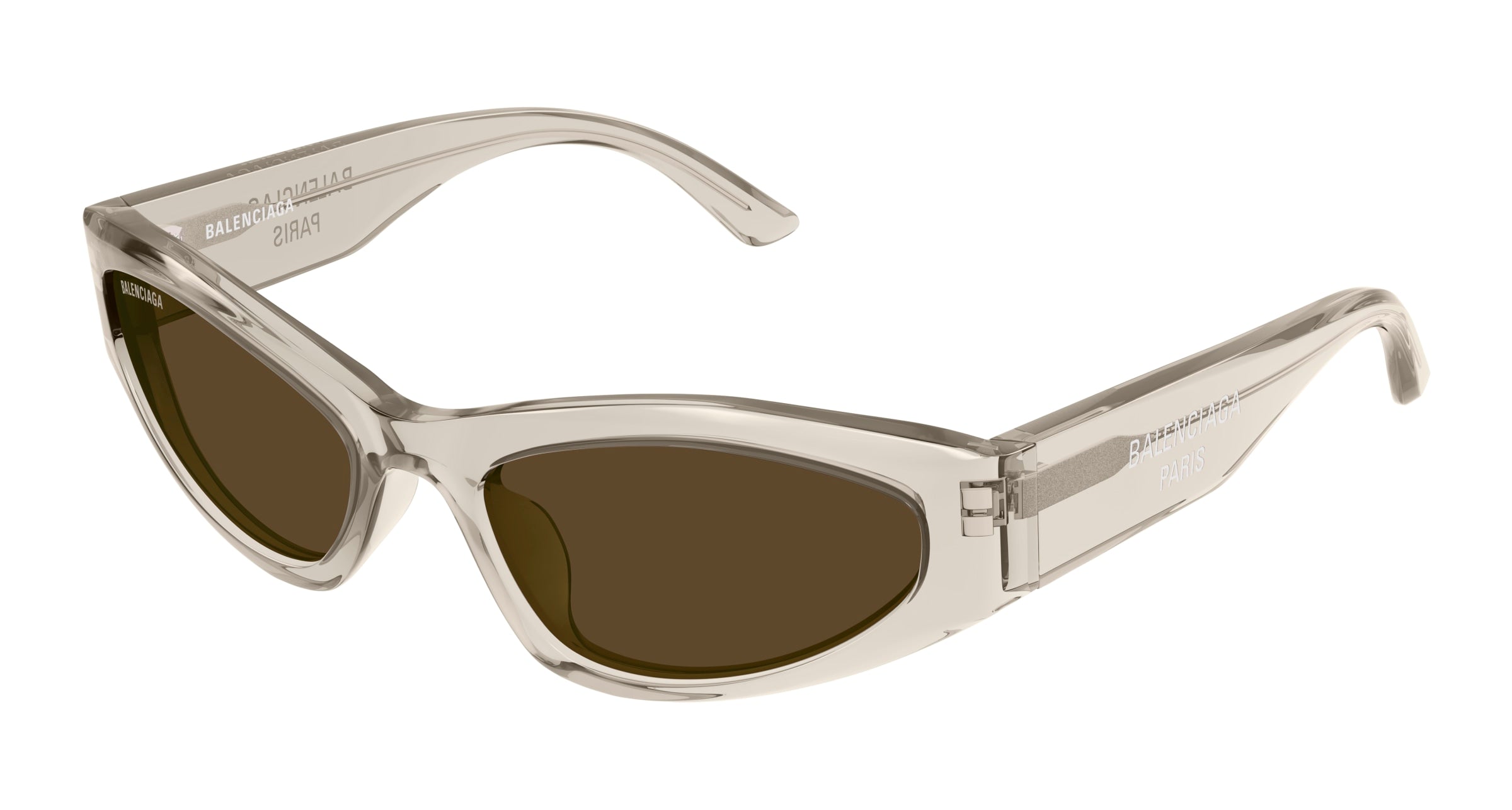 Balenciaga Donna Bb0387S 004 Occhiali Da Sole Acetato Beige Marrone Geometrica