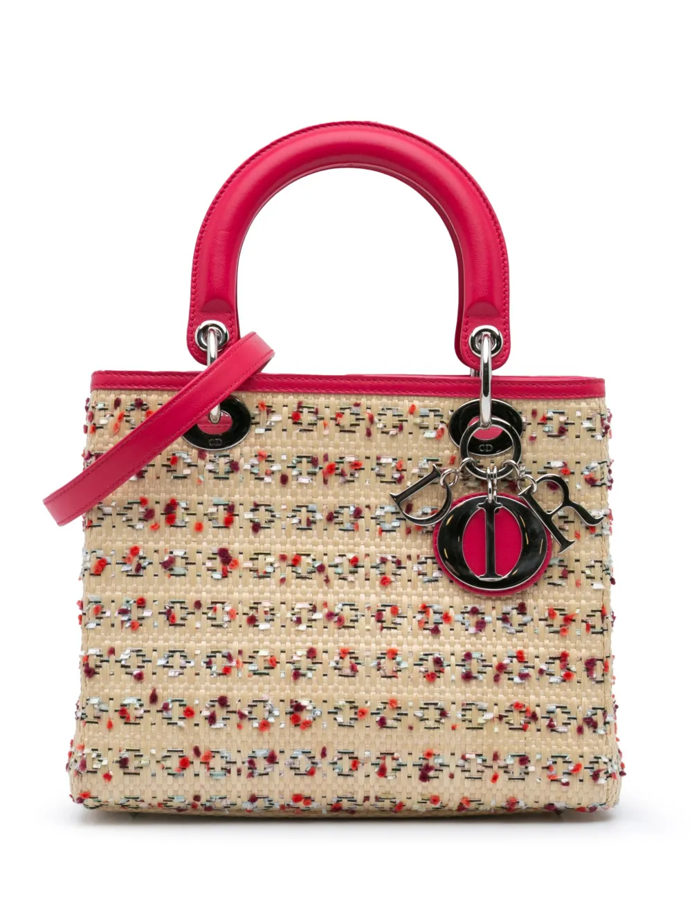 Christian Dior Pre-Owned 2013 Medium Woven Raffia Lady Dior satchel - Marrone