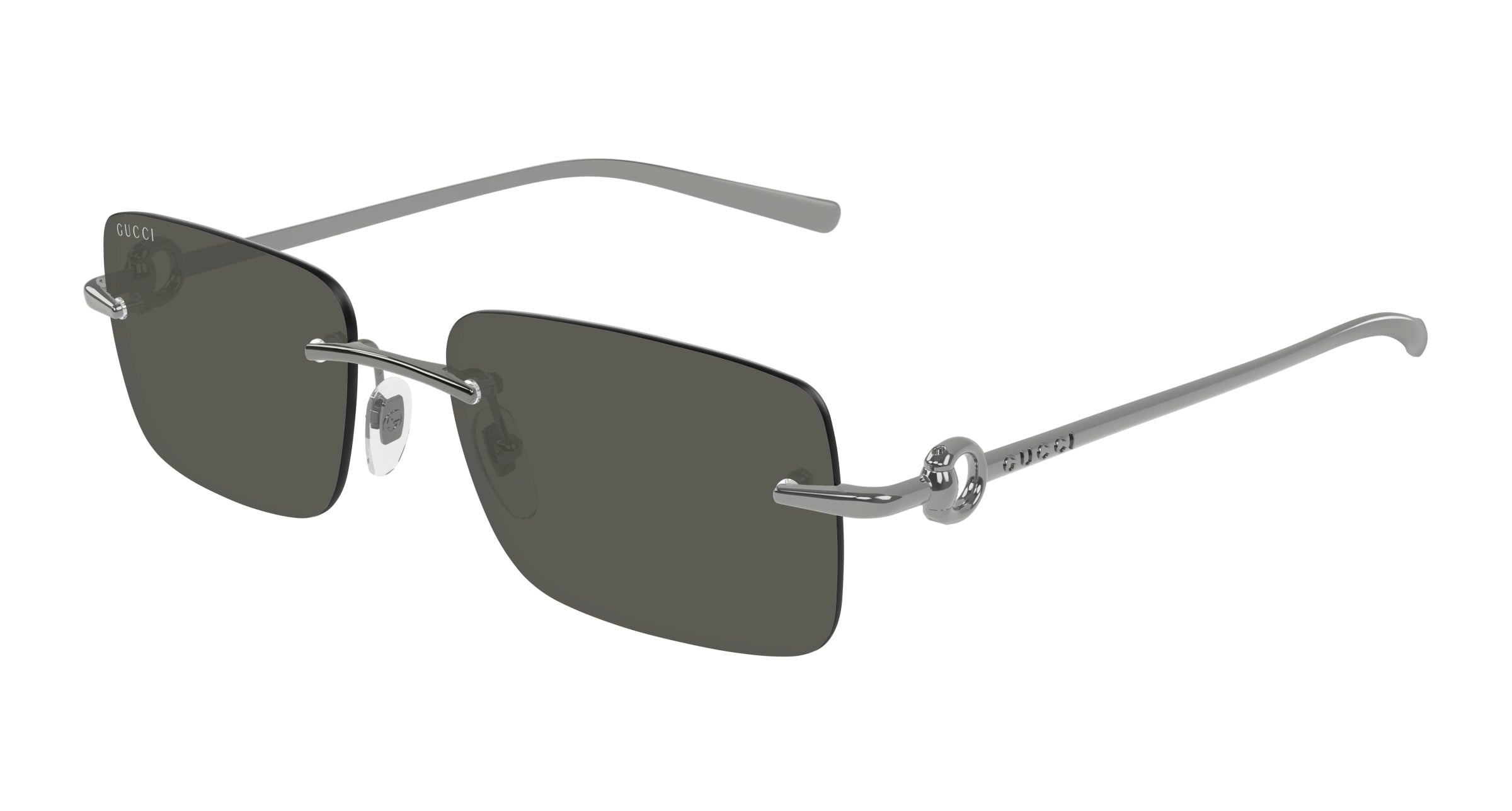 Gucci Uomo Gg1703S 001 Occhiali Da Sole Metallo Rutenio Grigio Squadrata