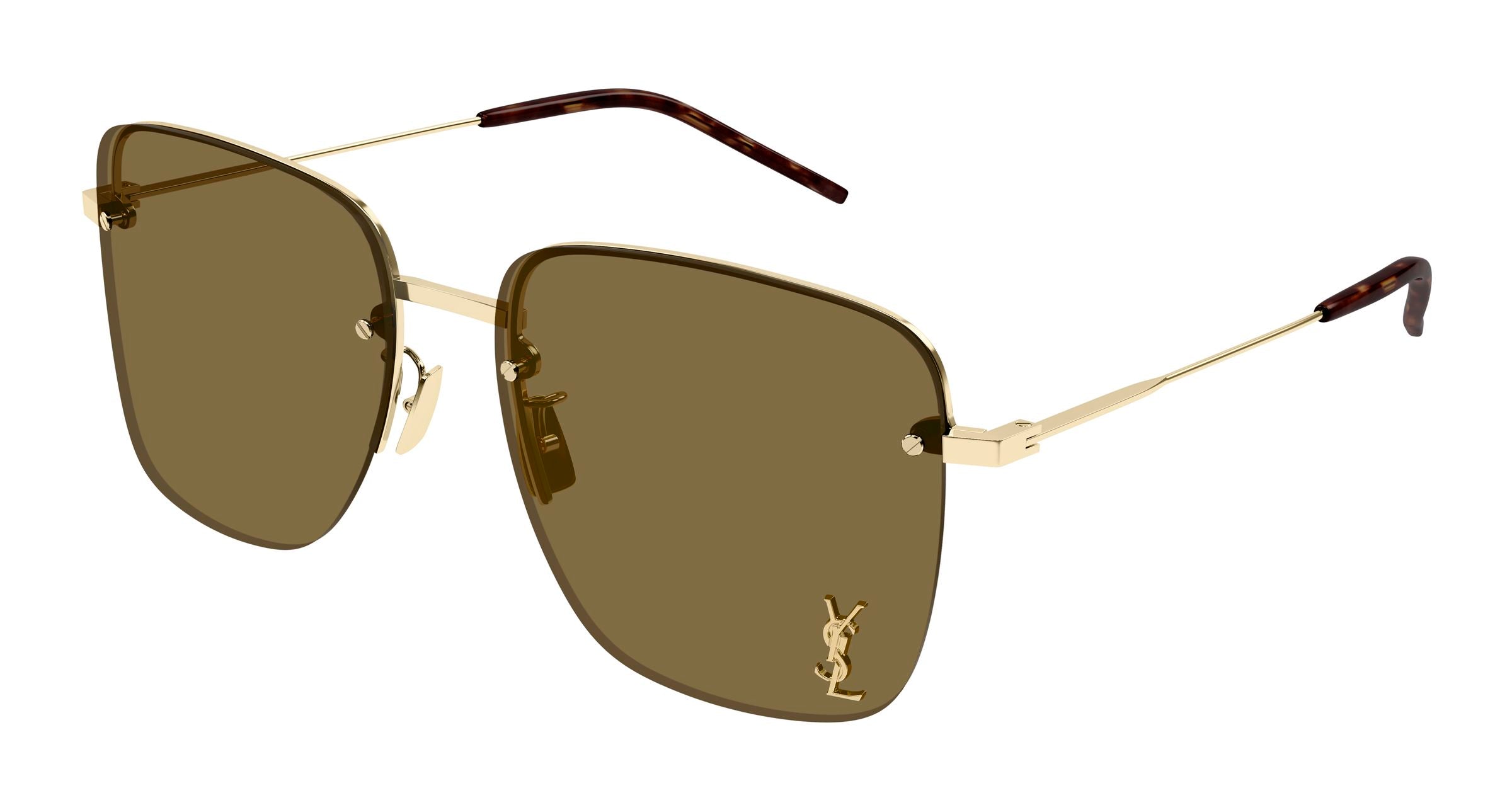 Saint Laurent Donna Sl 312 M 014 Occhiali Da Sole Metallo Oro Marrone Squadrata