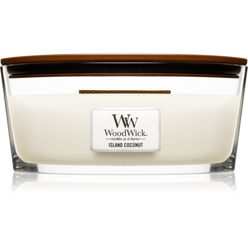 Woodwick Island Coconut Candela Profumata Con Stoppino In Legno (Hearthwick) 453 G