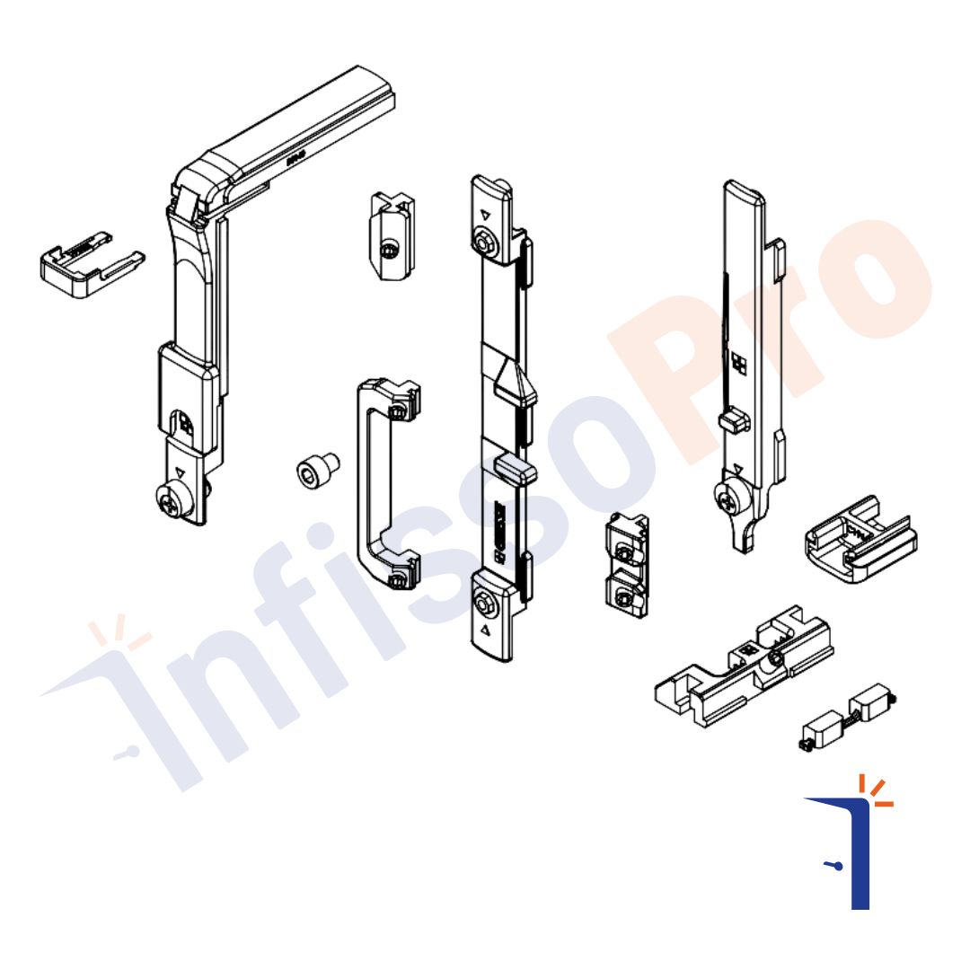 Meccanismo per anta a ribalta giesse 04766 profilo r40, portata 130 kg