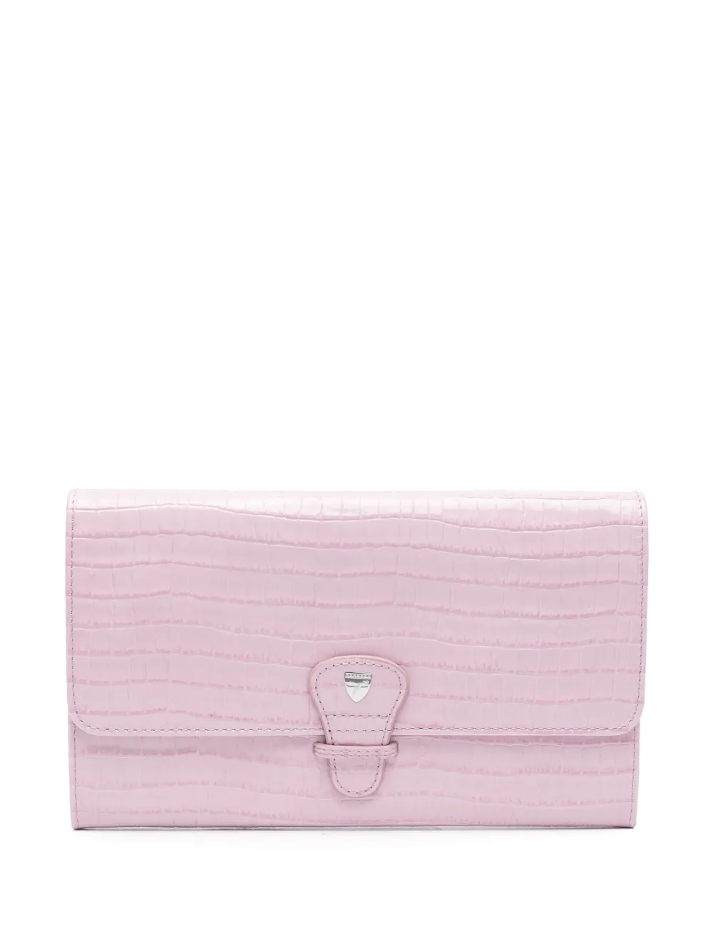 Aspinal Of London crocodile-embossed travel wallet - Rosa