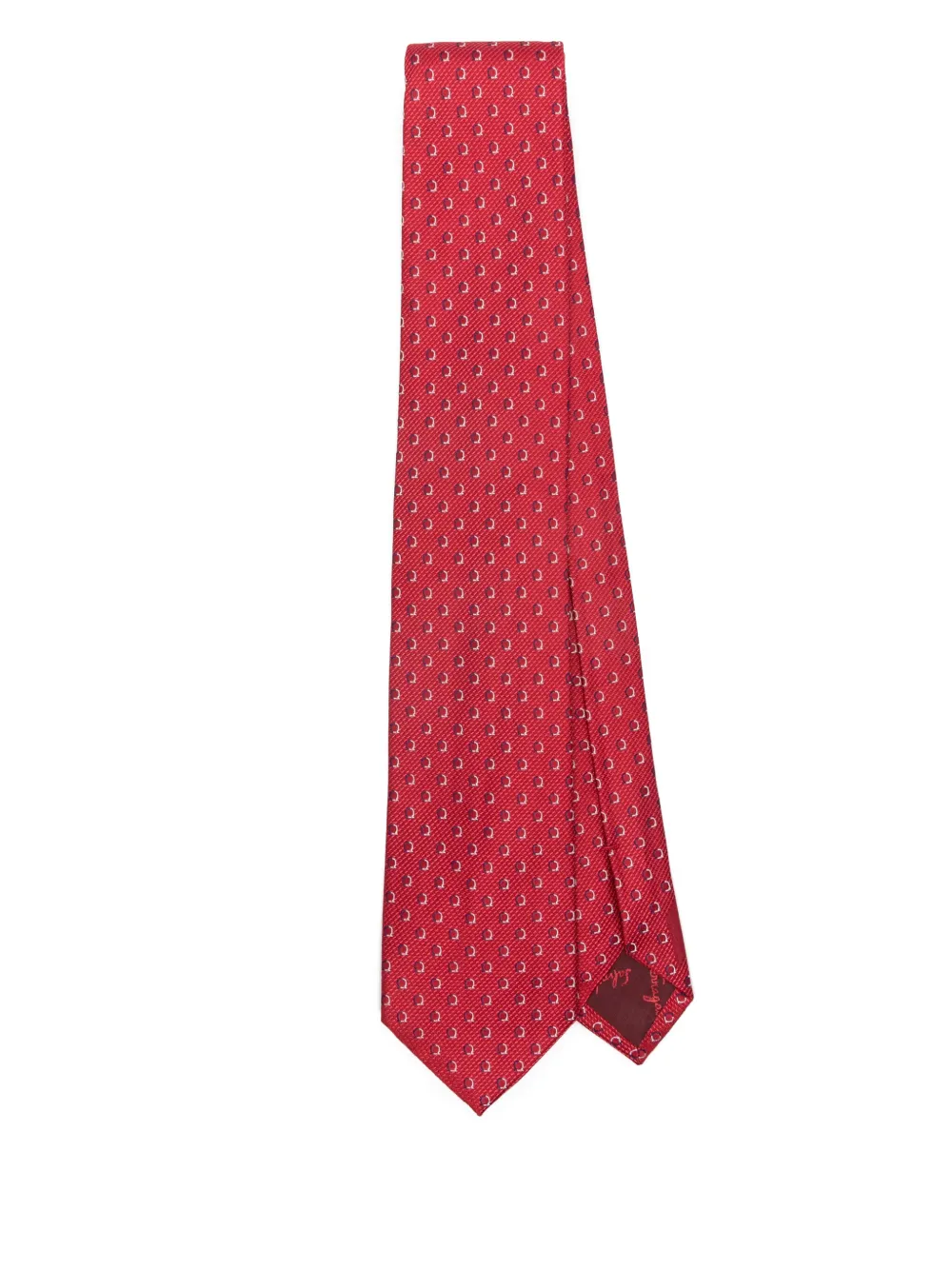 Ferragamo Gancini-print tie - Rosso