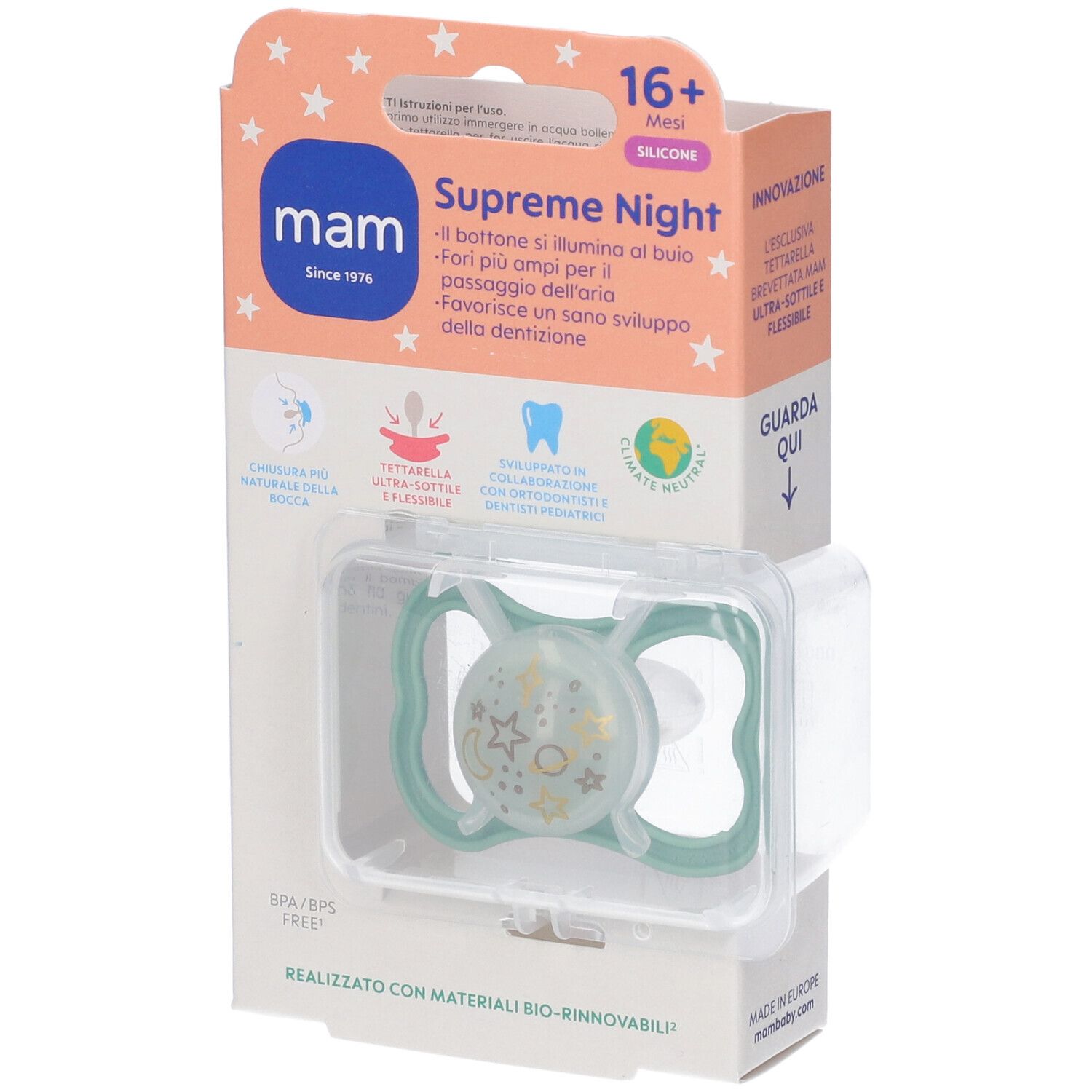 Mam Succhietto Supreme Night 16+ Silicone Box Single Neutro 1 St