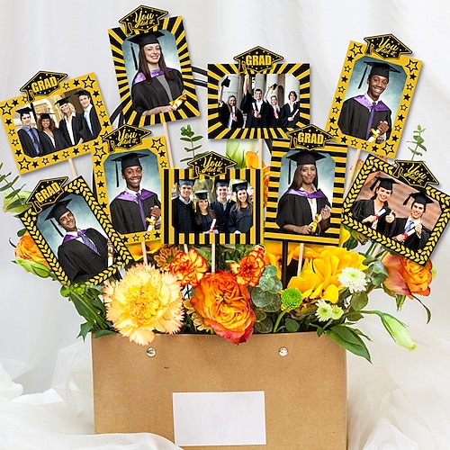18 pezzi inserto vaso stagione di laurea, nuovo decoro festa di laurea, foto laurea vasi stuzzicadenti, decorazione festa di laurea per centrotavola