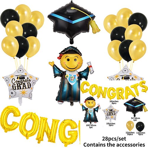 Set di decorazioni con palloncini per la festa di laurea 2025, allestimento per festa e cerimonia a tema laurea, palloncini con cappellino da laurea d