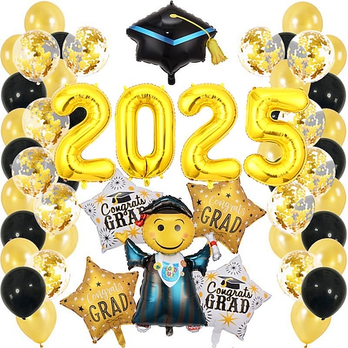 Set di decorazioni con palloncini per la festa di laurea 2025, allestimento per festa e cerimonia a tema laurea, palloncini con cappellino da laurea d