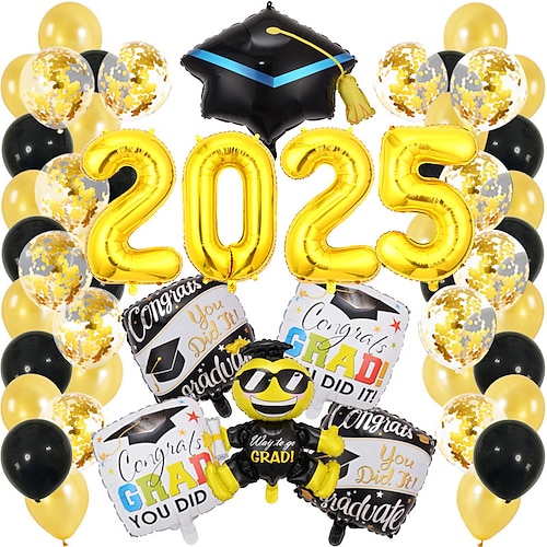 Set di decorazioni con palloncini per la festa di laurea 2025, allestimento per festa e cerimonia a tema laurea, palloncini con cappellino da laurea d
