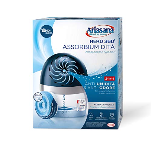 Ariasana Aero 360° Kit Assorbiumidità In Plastica Riciclata, Deumidificatore Non Elettrico E Riciclabile, Assorbi Umidità Contro Condensa E Muffa, 1 D