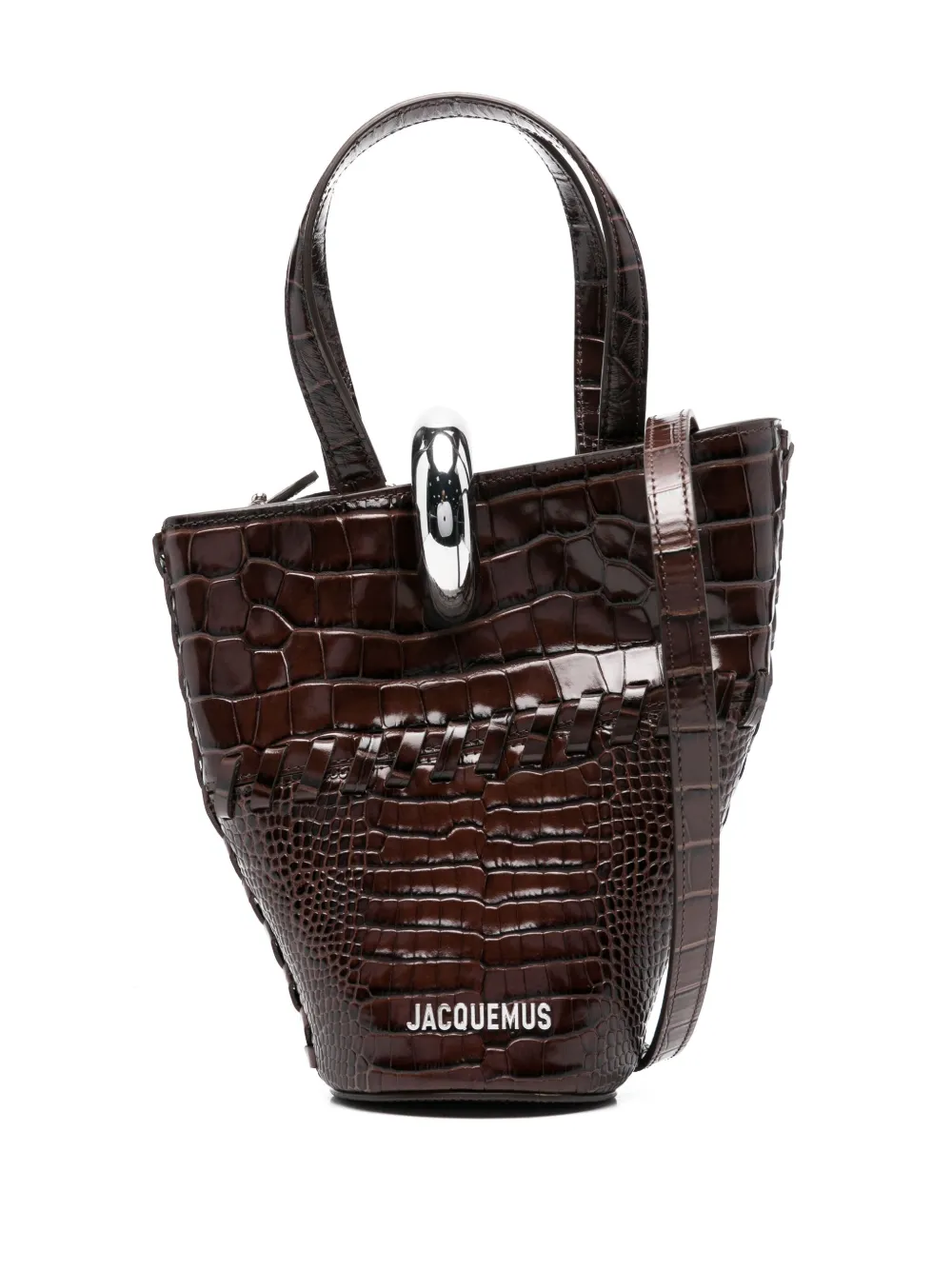 Jacquemus croc-embossed tote bag - Marrone