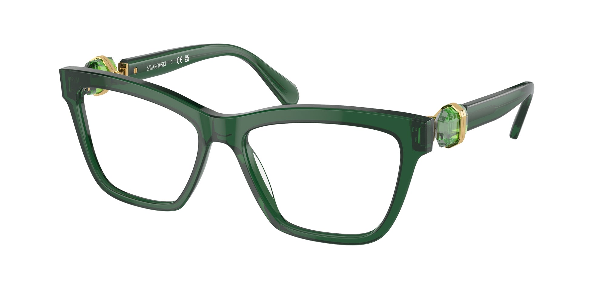 Swarovski Donna Sk2021  1045 Montature Da Vista Acetato Verde Trasparente Squadrata Normale
