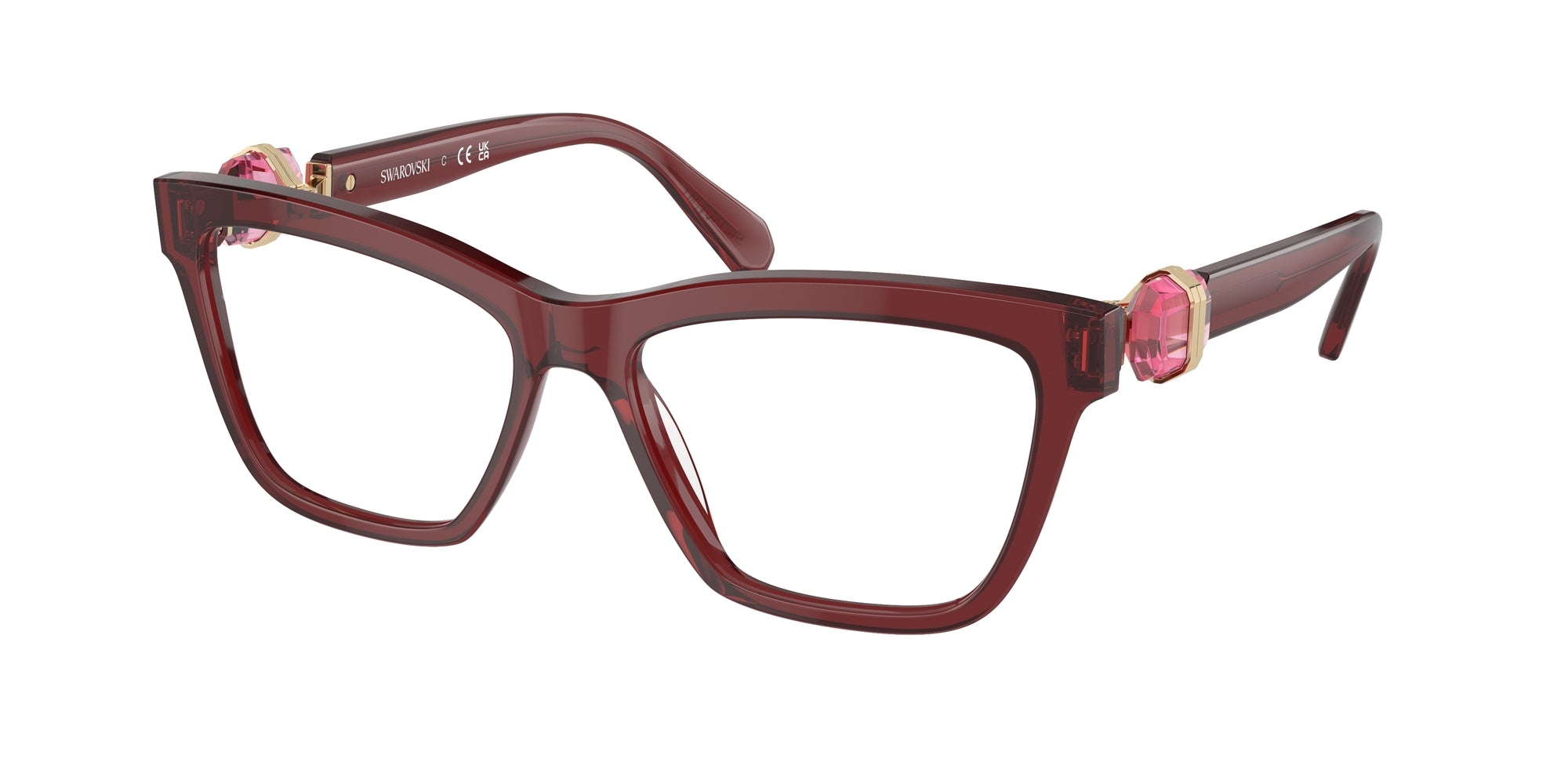 Swarovski Donna Sk2021  1055 Montature Da Vista Acetato Viola Trasparente Squadrata Normale