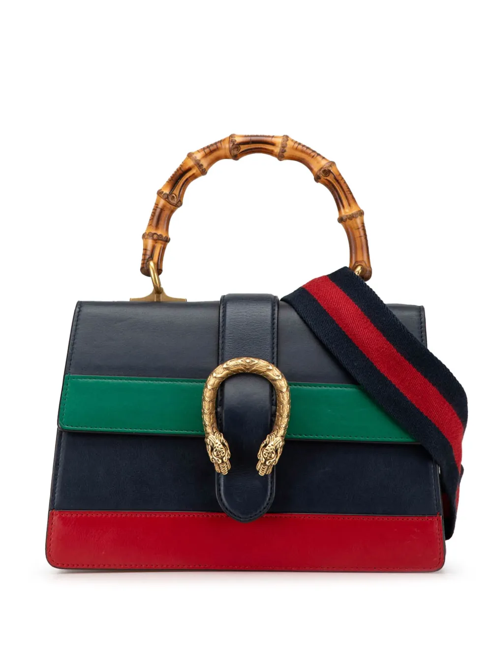 Gucci Pre-Owned 2016-2024 Medium Leather Bamboo Dionysus Web satchel - Blu