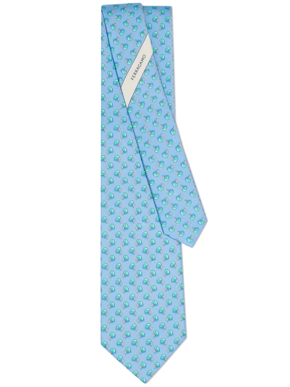 Ferragamo Cravatta con stampa Football - Blu