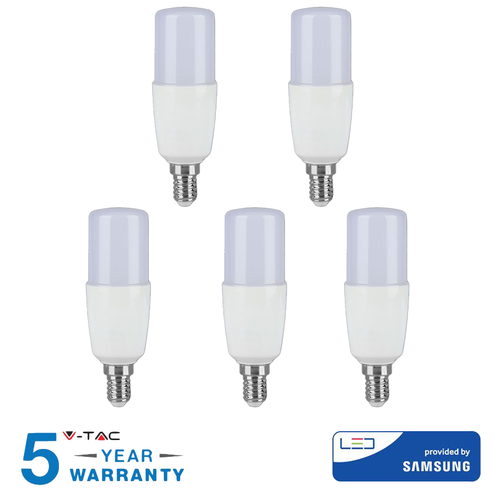 V-tac pro lampadina led chip samsung e14 7,5w bianco freddo 5 pezzi