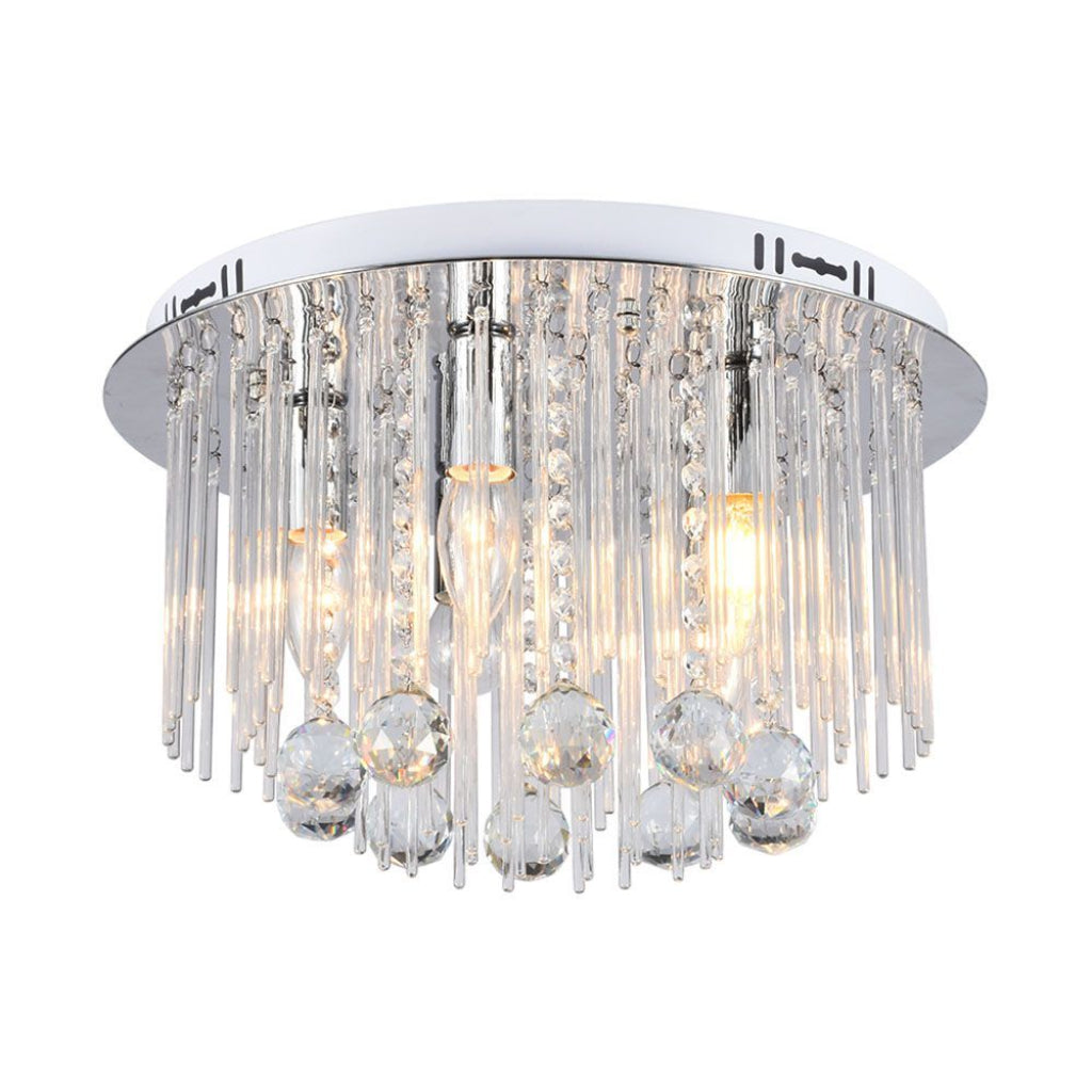 V-tac lampadario led a plafone dal design in cristalli con portalampade e14 colore argento
