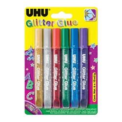 Glitter Colla UHU - Original - 10 ml - assortiti - conf. 6