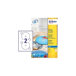 Etichette full-face per CD/DVD Avery - bianco - 2 etichette- 25 fogli