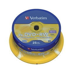 DVD+RW Spindle Verbatim - 4 7 Gb - 4x - conf. 25
