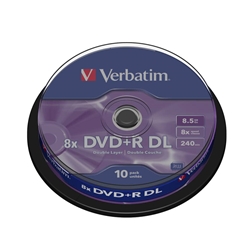DVD+R Spindle Verbatim - 8 5 Gb - DL - 8x - conf. 10